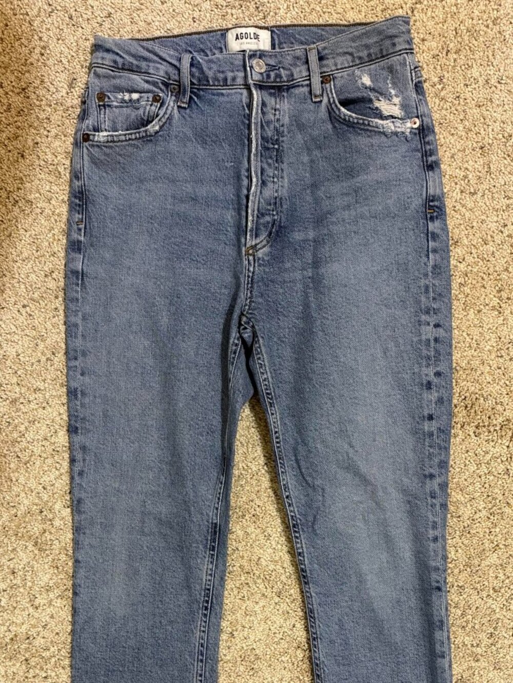Agolde Nico High Rise Distressed Raw Hem Cropped Jeans Women's 26